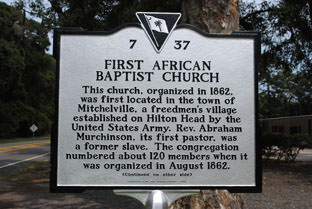 Historical marker for First African Baptist Church.